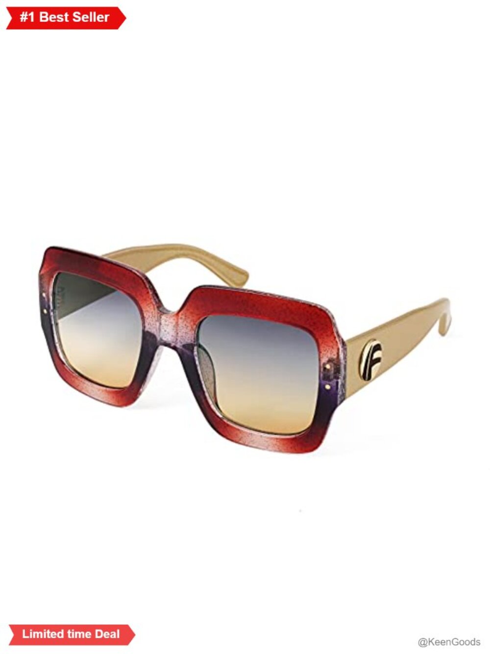 FEISEDY Oversized Retro Square Sunglasses UV Protection